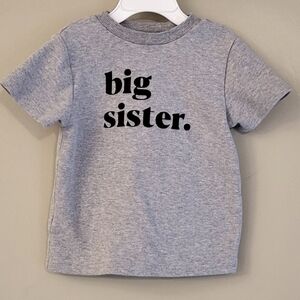 "big sister" organic cotton grey short sleeve tee shirt